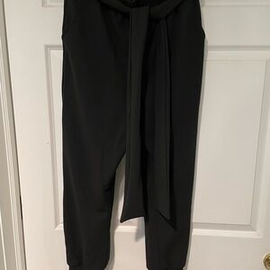 Black High-Waisted Pants with Tie Belt